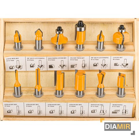 FREZARKA GÓRNOWRZECIONOWA 2000W 6/8mm 52mm + FREZY DO DREWNA 12el. 8mm do frezarki WALIZKA