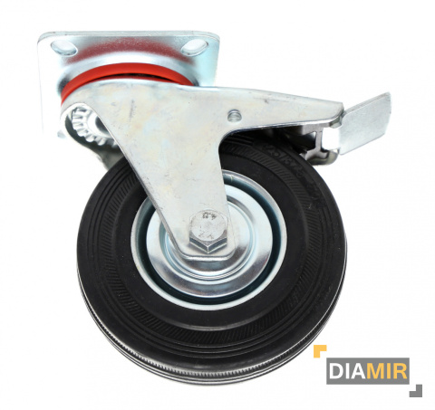 KÓŁKO koło 5" 125mm OBROTOWE GUMOWE skrętne + hamulec TRANSPORTOWE do wózka