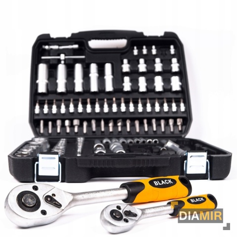 Zestaw 108 el. KLUCZE NASADOWE stal grzechotka BLACK