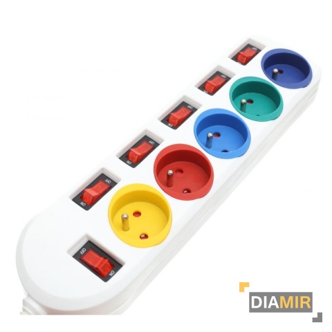 Przedłużacz LISTWA 1,5 m 5 gniazdek z wyłącznikiem przeciążeniowym