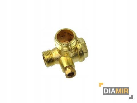 ZAWÓR zwrotny TRÓJNIK do kompresora z odprężnikiem 1/2" x 3/8 x 1/4"