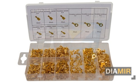 Zestaw 450el. KONEKTORY męskie żeńskie oczkowe SAMOCHODOWYCH