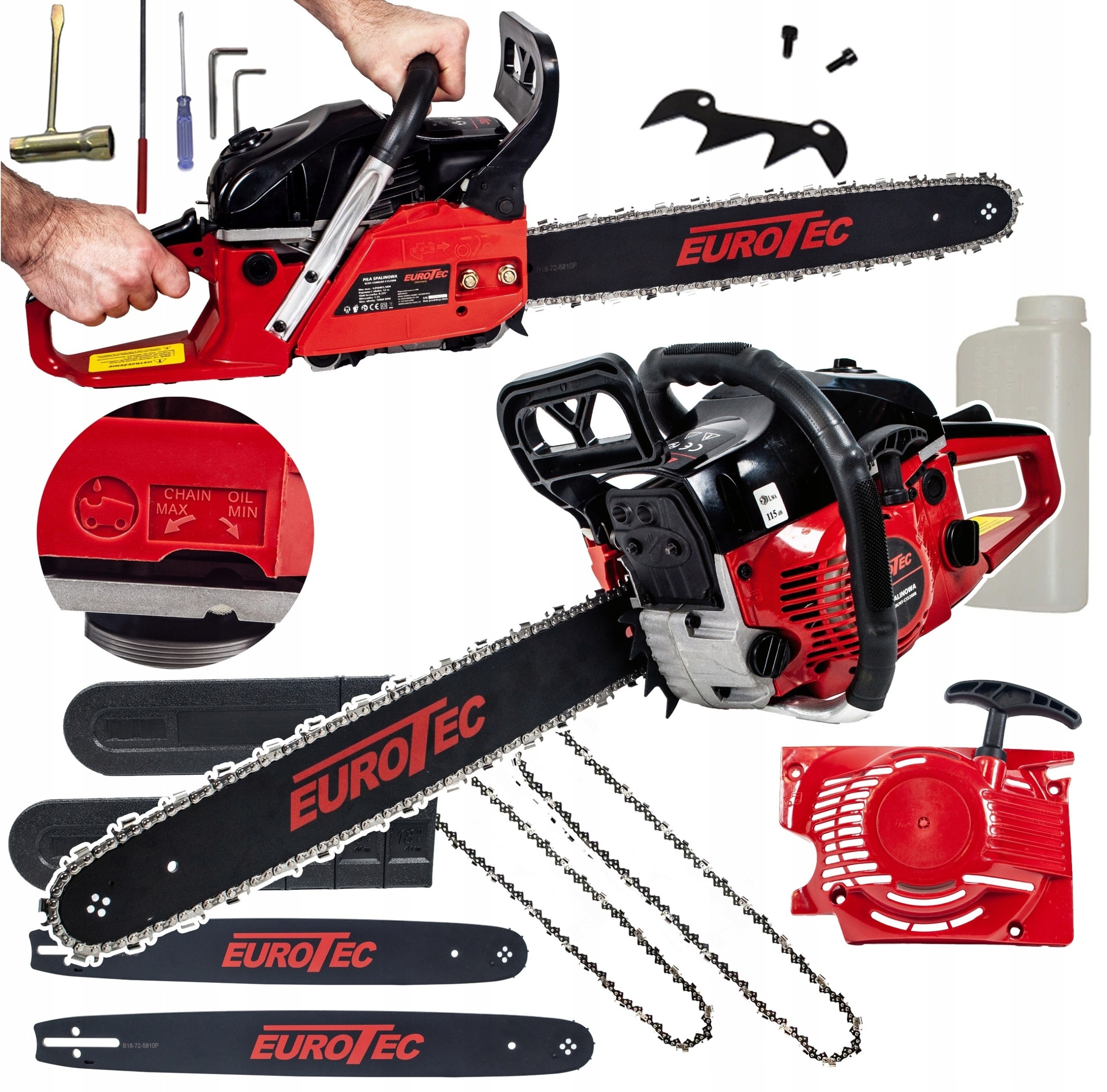 PIŁA SPALINOWA PILARKA ŁAŃCUCHOWA DO DREWNA GAŁĘZIÓWKA 5,5km ZESTAW EUROTEC