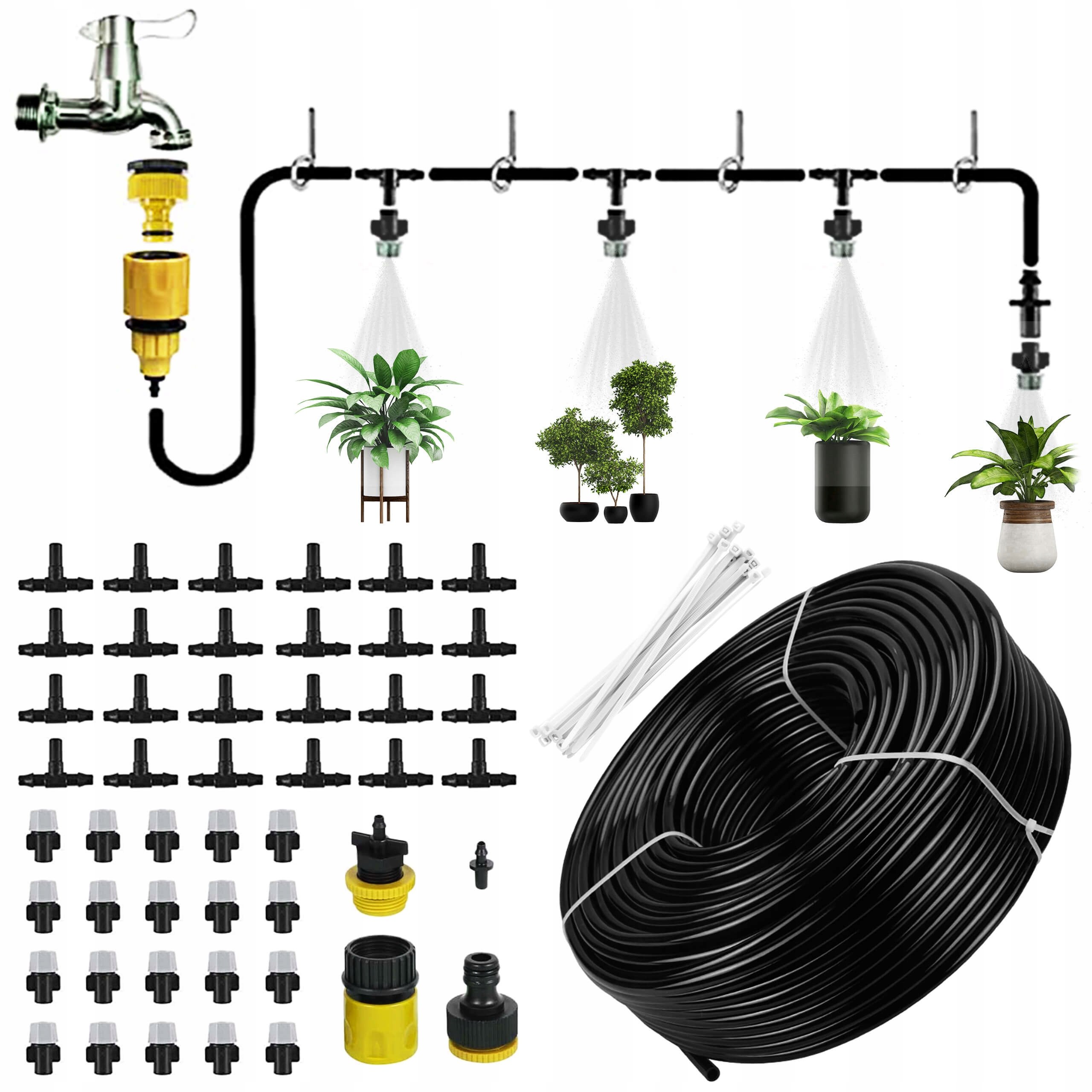 SYSTEM NAWADNIANIA KURTYNA WODNA ZRASZACZ MGIEŁKA OGRODOWA WĄŻ LETNI 10m Długość 10 m